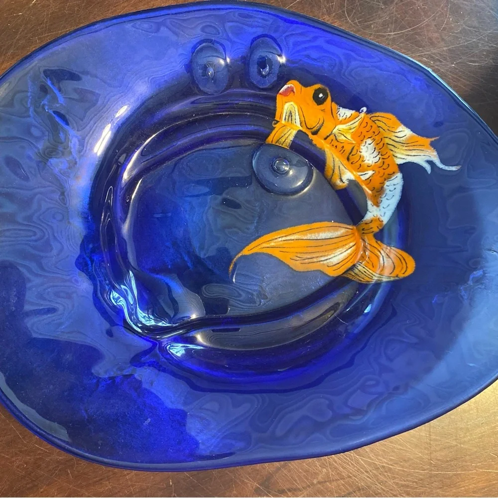 Blue and Orange Fish Decor with Flowing Fin